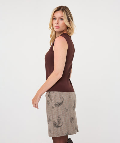 Esqualo top vrouwelijk basic slv/less bruin  30500