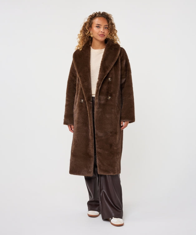 Esqualo Fur Long Coat F26.37521 cacao