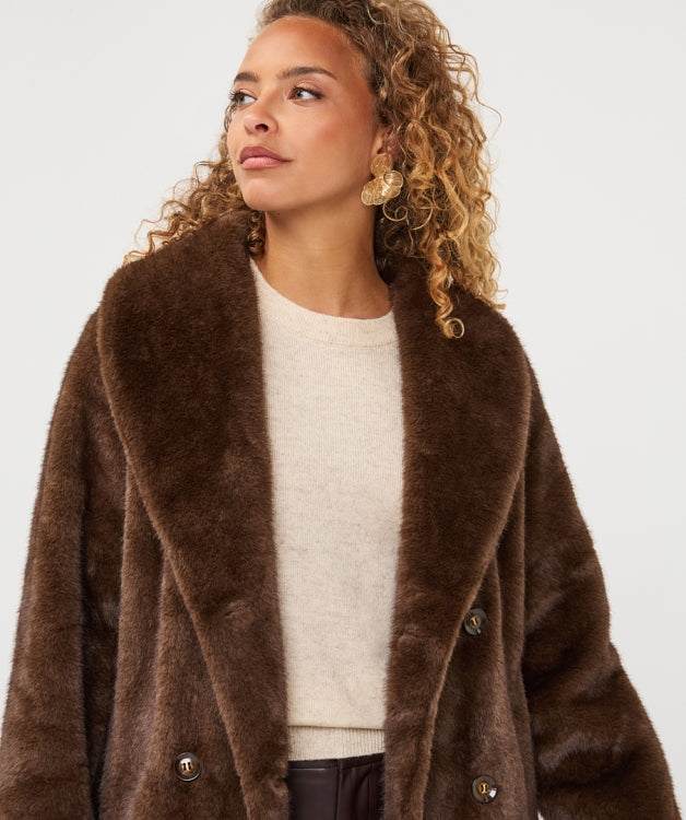 Esqualo Fur Long Coat F26.37521 cacao