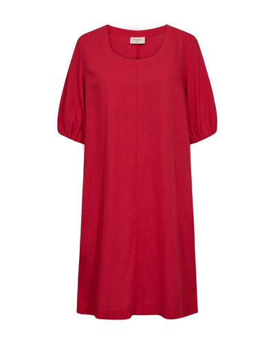 Freequent Lava Jurk Balloon Sleeve true red