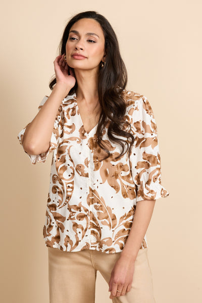 G-maxx Ophelia Top offwhite / walnut