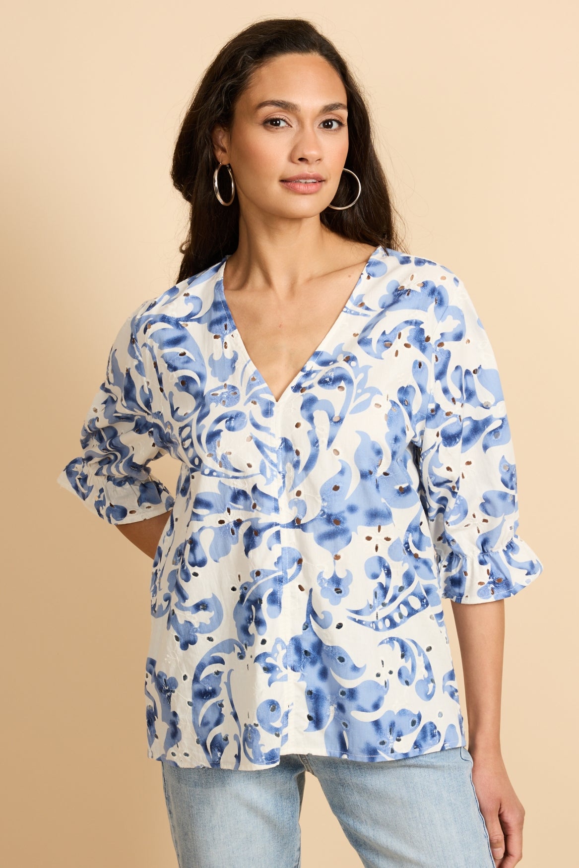 G-maxx Ophelia Top offwhite / light indigo