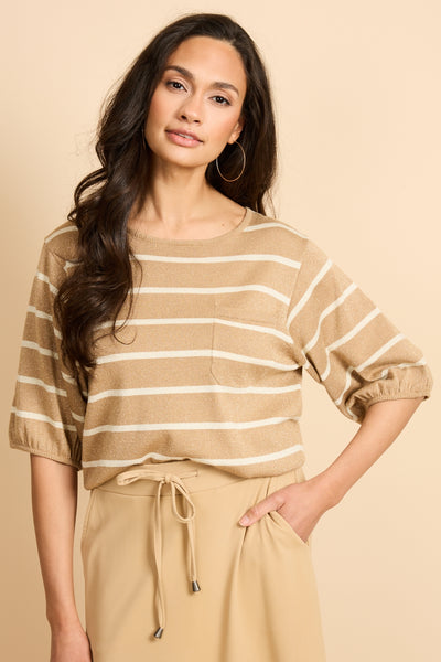G-maxx Genoveva Knitting Top kint camel / wool white