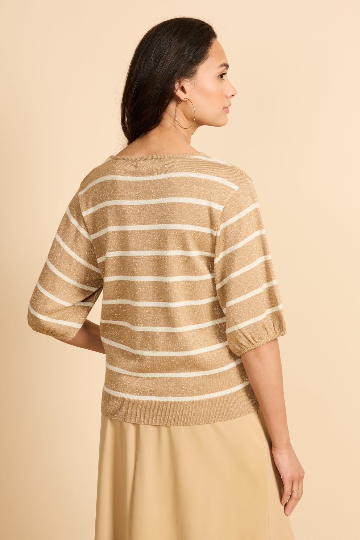 G-maxx Genoveva Knitting Top kint camel / wool white
