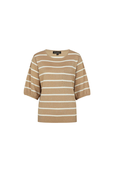 G-maxx Genoveva Knitting Top kint camel / wool white