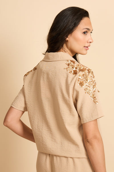 G-maxx Maeve Blouse kint camel