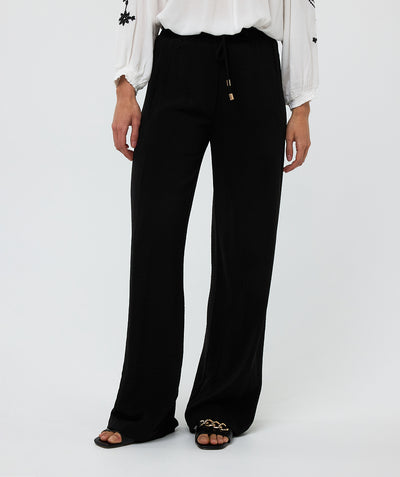 Esqualo Broek Wide Elastic Crinkle zwart HS25.10219