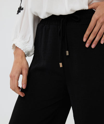 Esqualo Broek Wide Elastic Crinkle zwart HS25.10219