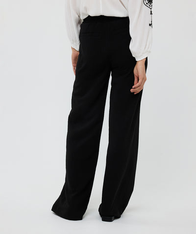 Esqualo Broek Wide Elastic Crinkle zwart HS25.10219