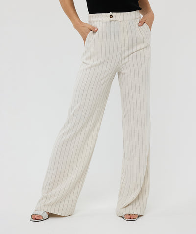 Esqualo Broek Linen Stripe zand HS25.28216