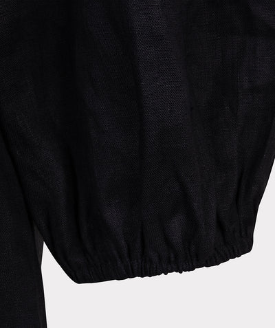 Esqualo Blouse R-neck Linen HS25.28221 zwart