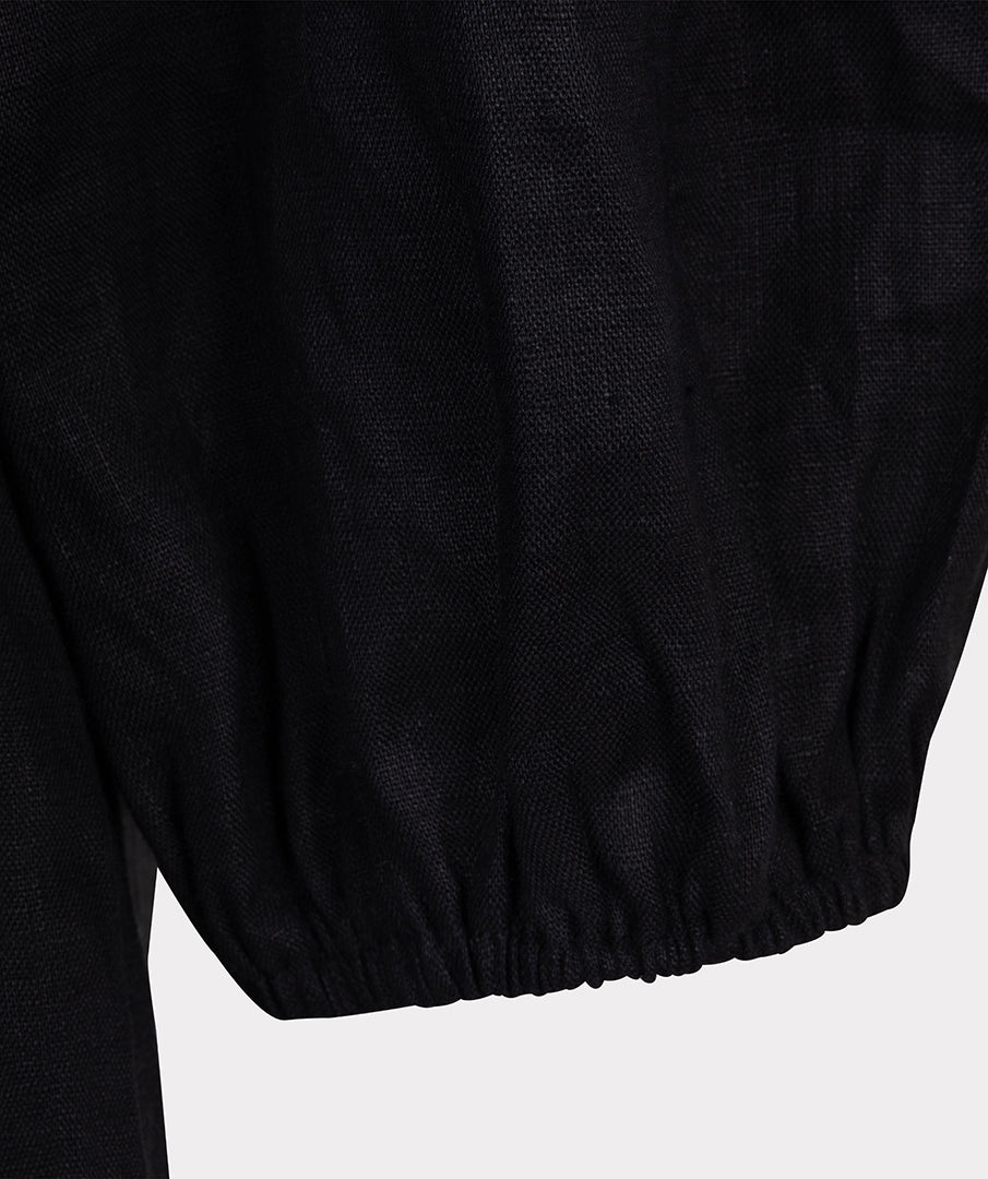 Esqualo Blouse R-neck Linen HS25.28221 zwart