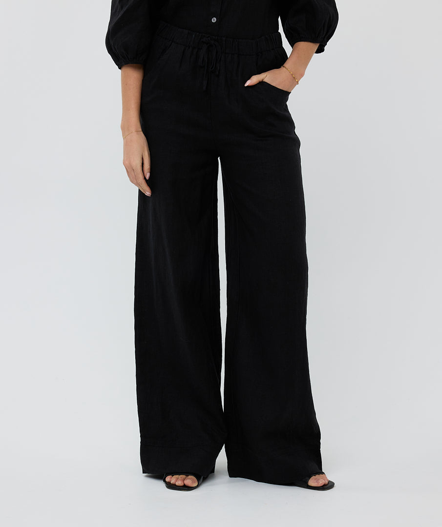 Esqualo Broek Linnen zwart HS25.28224