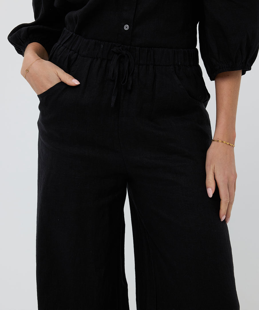 Esqualo Broek Linnen zwart HS25.28224