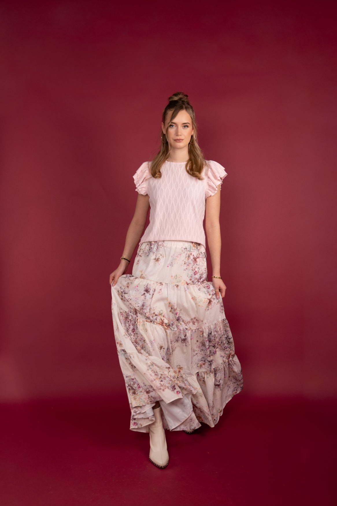 ICNK Amsterdam Celyna Top Wave Jacquard salmon