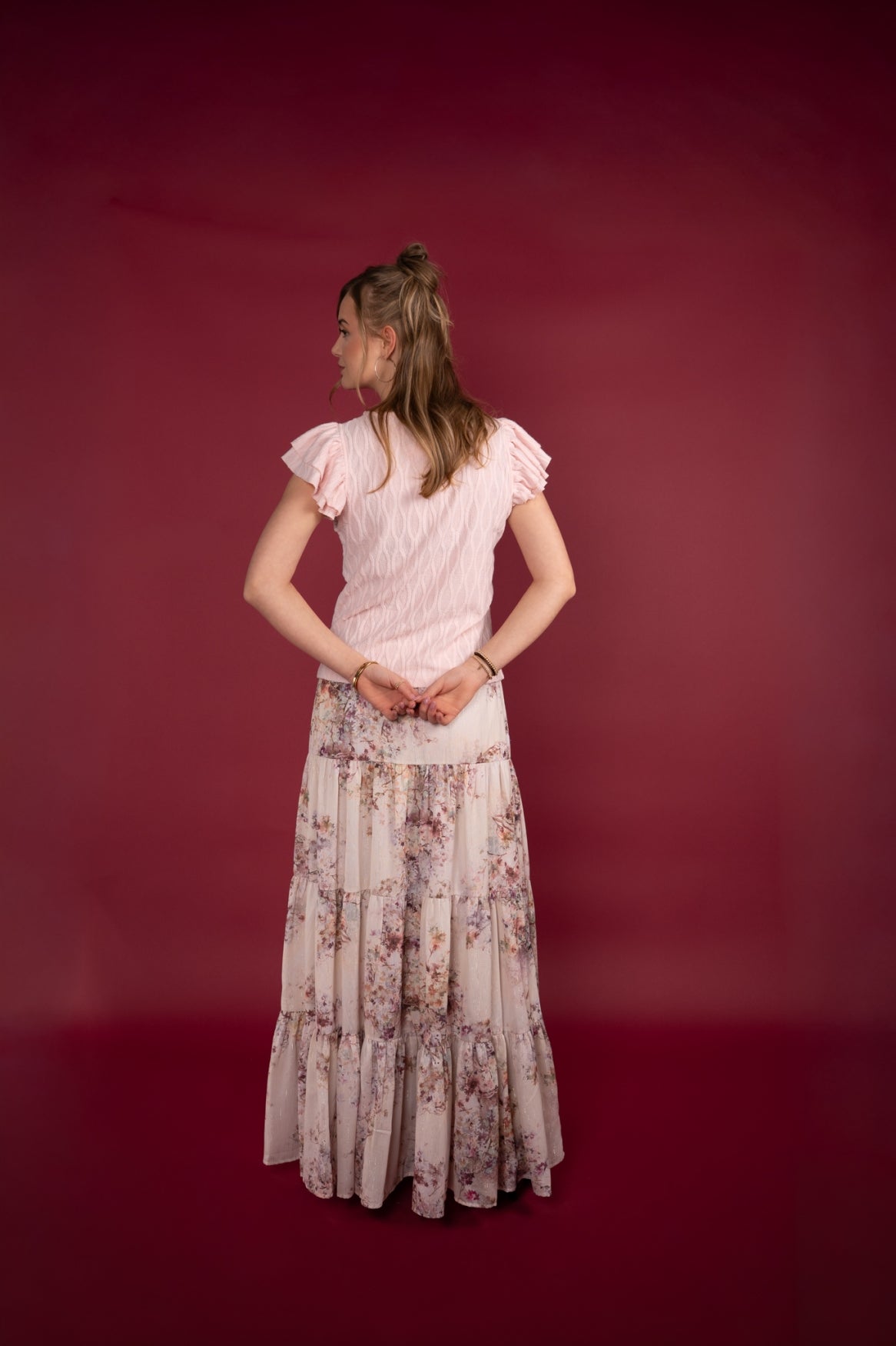 ICNK Amsterdam Celyna Top Wave Jacquard salmon