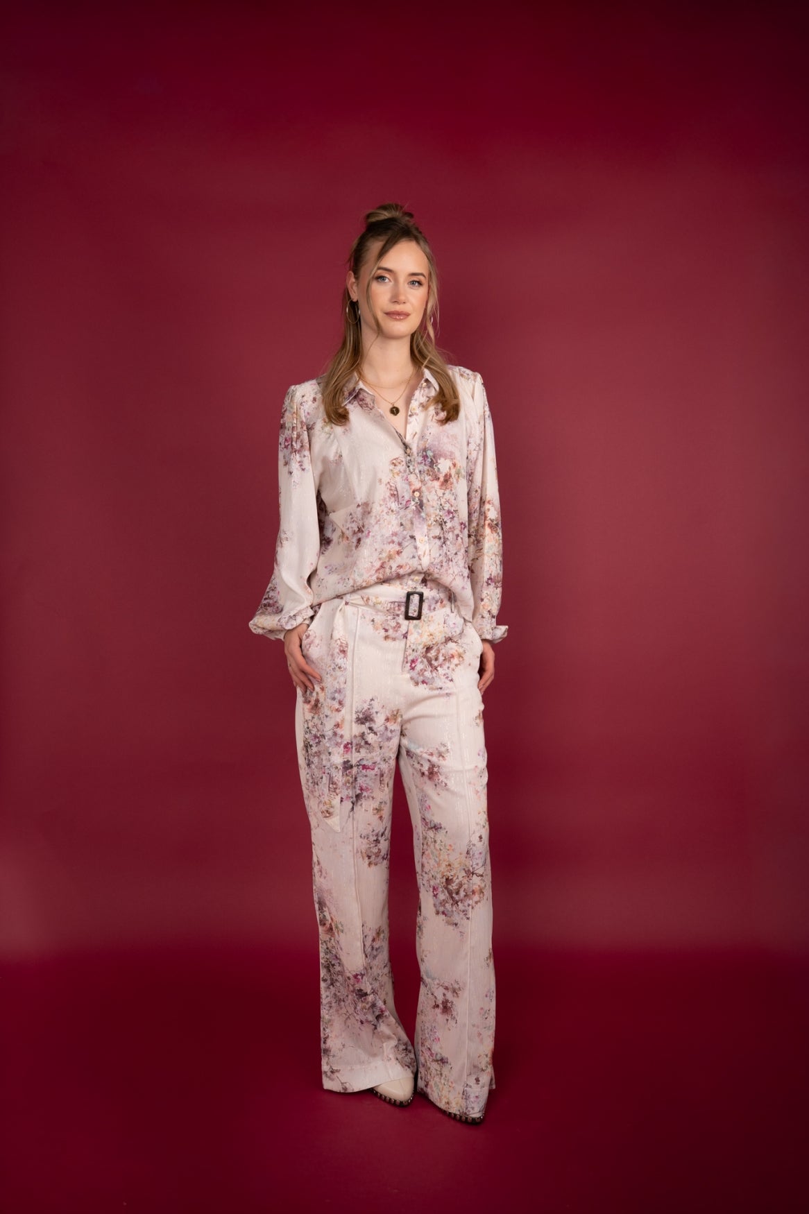 ICNK Amsterdam Job Blouse Flower Lurex colored