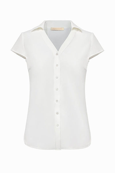 Triple Nine korte mouw Travelstof Blouse 5907 offwhite