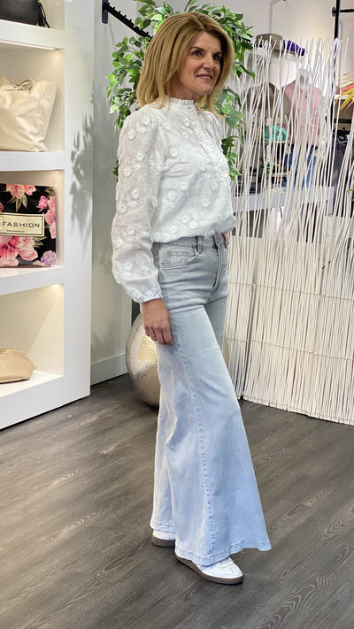 Jewelly Jeans Broek Super Flare grijs JP8285