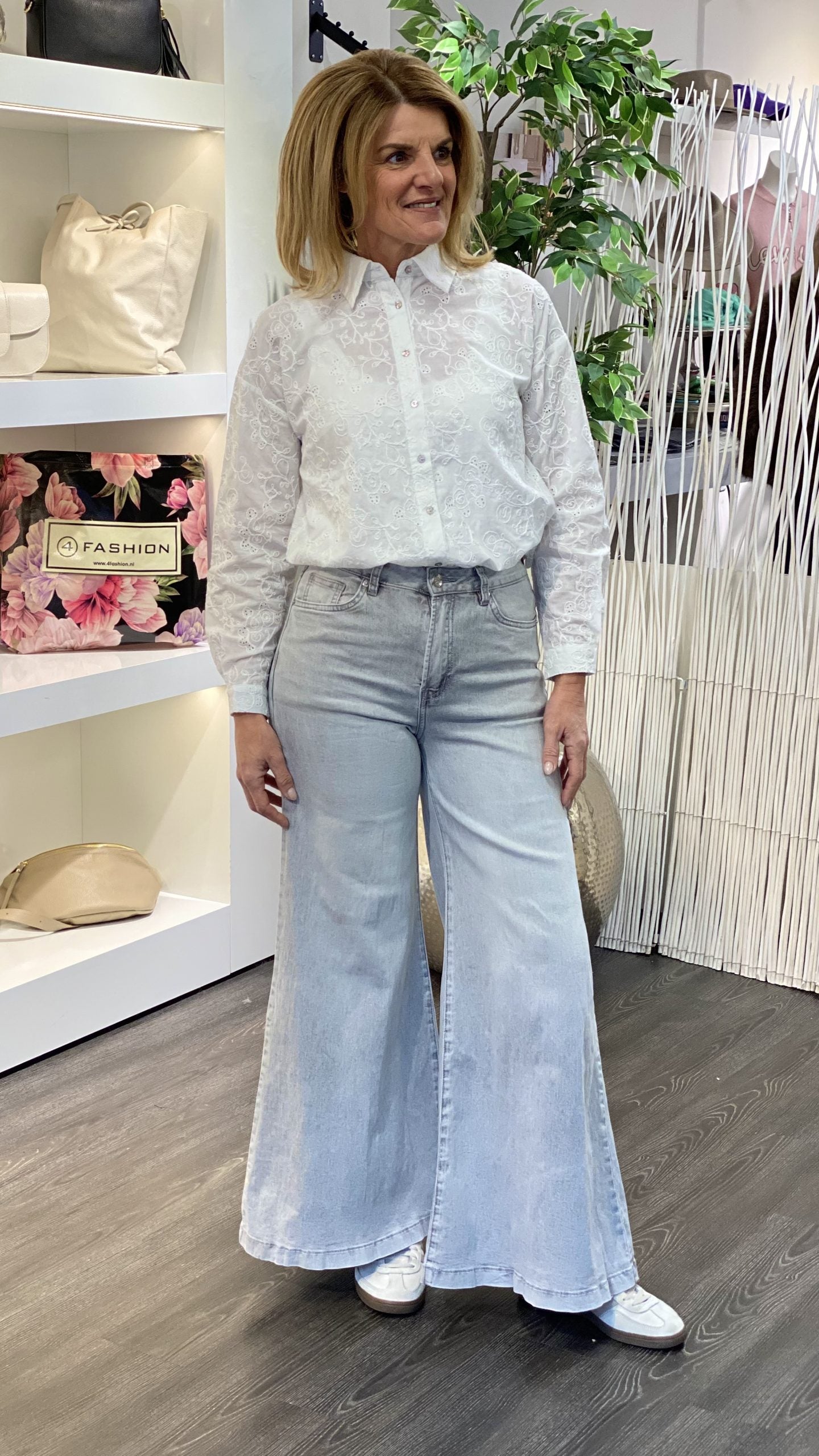 Jewelly Jeans Broek Super Flare grijs JP8285