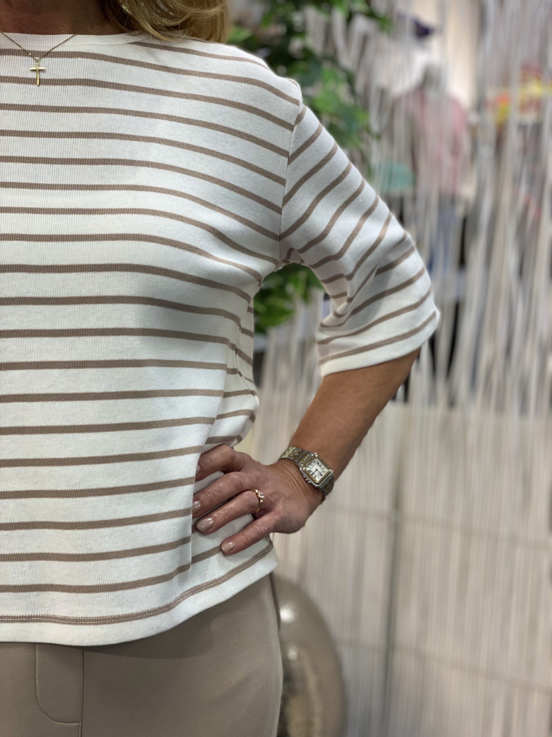 Freequent Mila sweater star off white w. simply taupe