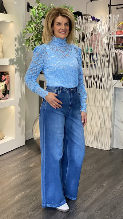 Azzurro Kanten Top 6629 lichtblauw