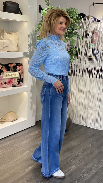 Azzurro Kanten Top 6629 lichtblauw