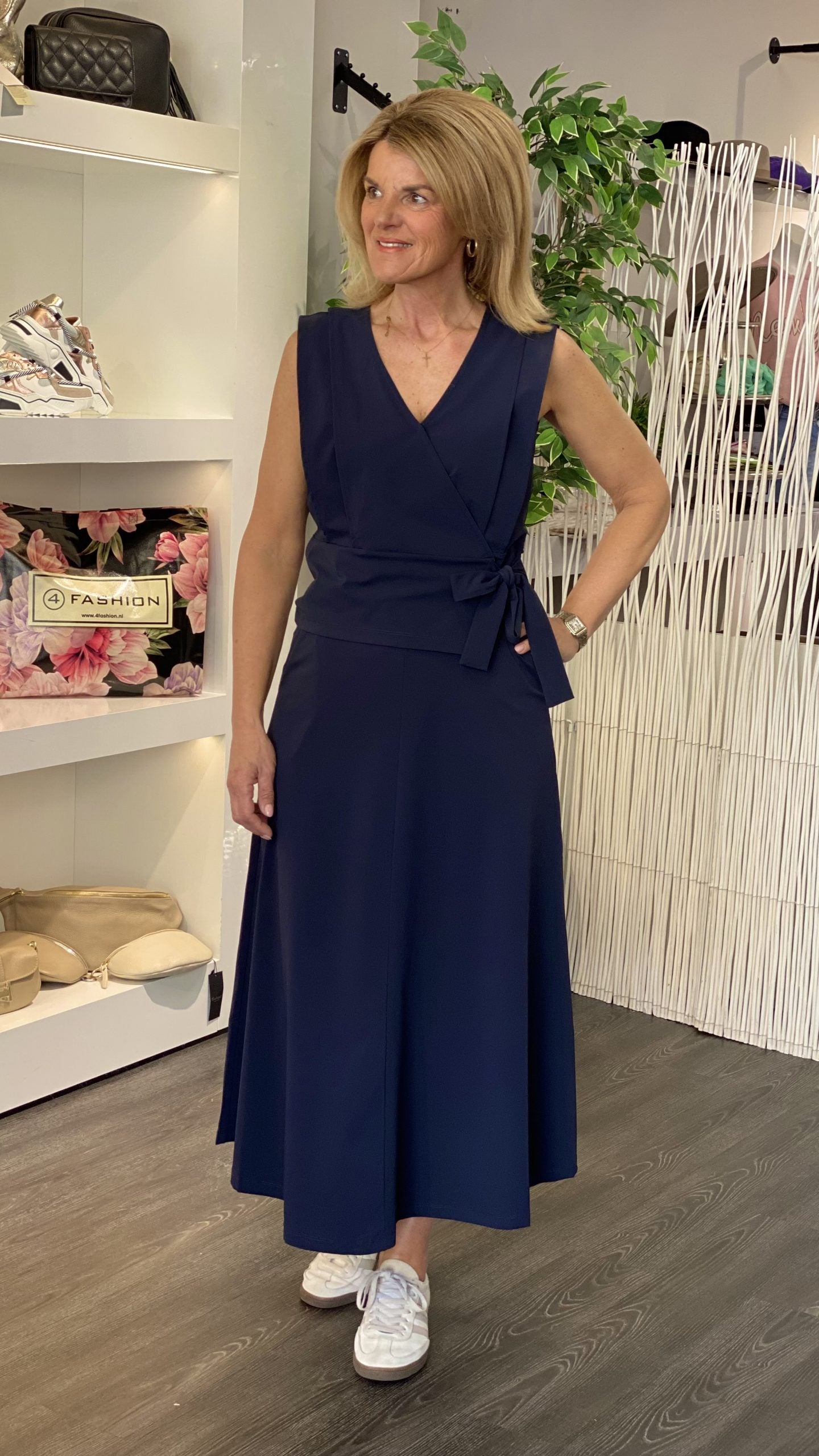 Mi Piace Travelstof Overslag Top 202508 donkerblauw