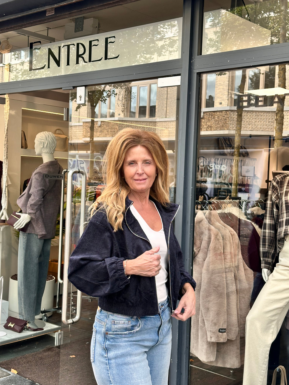 Velours jasje denimblauw - 8399