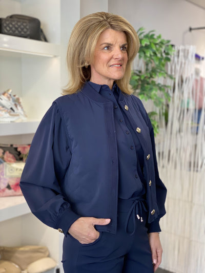 Mi Piace Travelstof Gewatteerd Jasje 202535 donkerblauw bomber