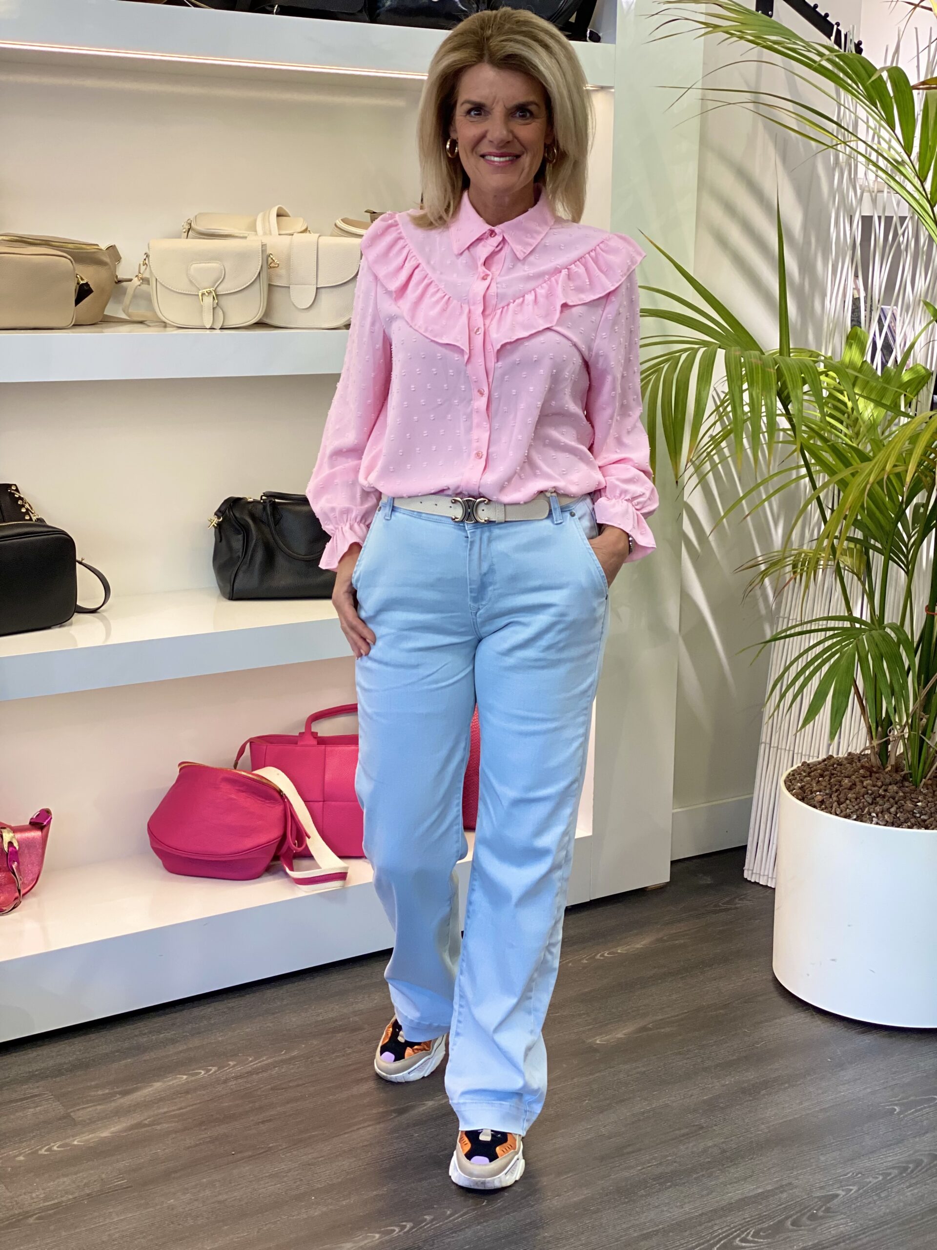 Azzurro Blouse Roezels lichtroze 0078