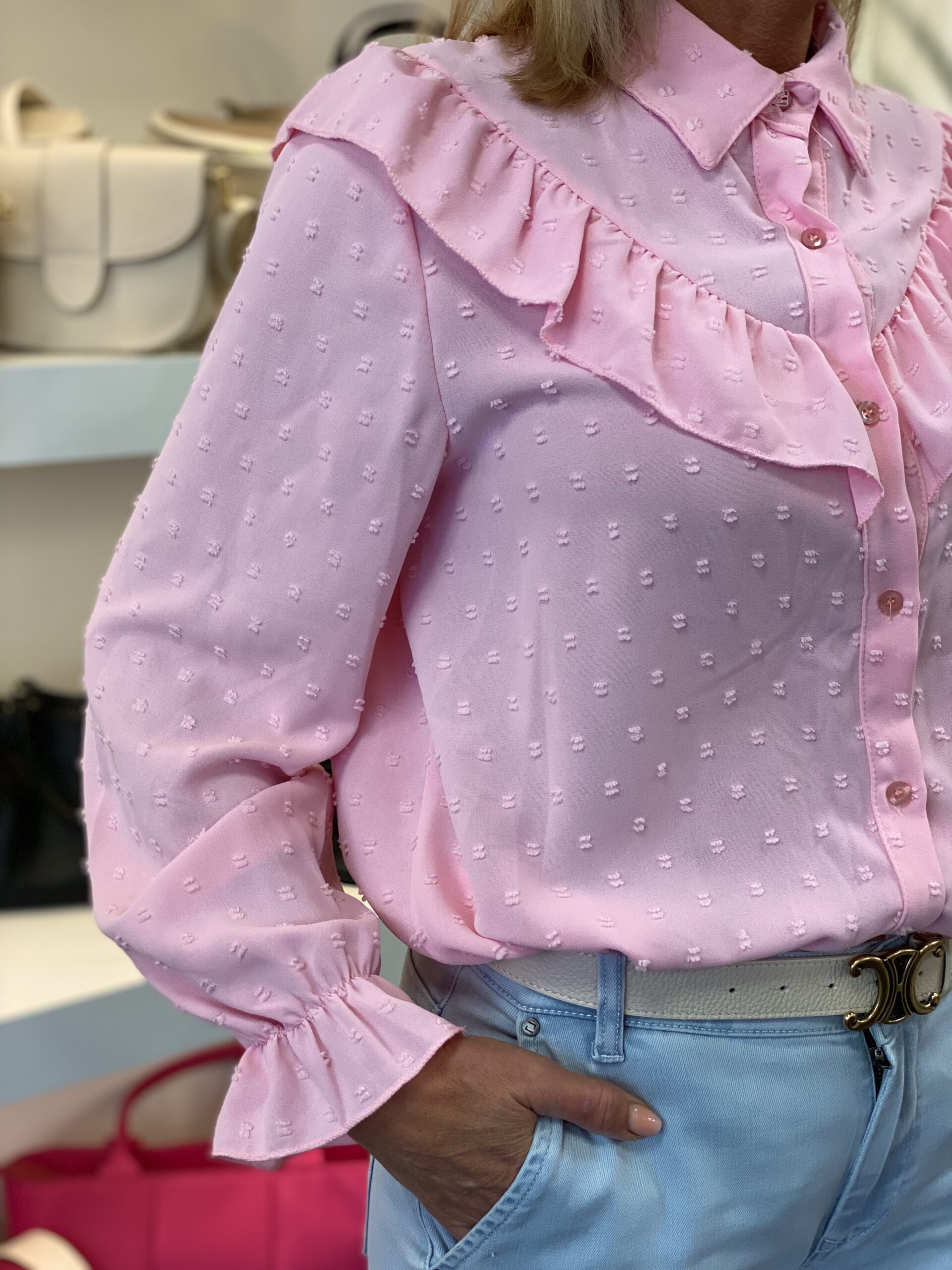 Azzurro Blouse Roezels lichtroze 0078