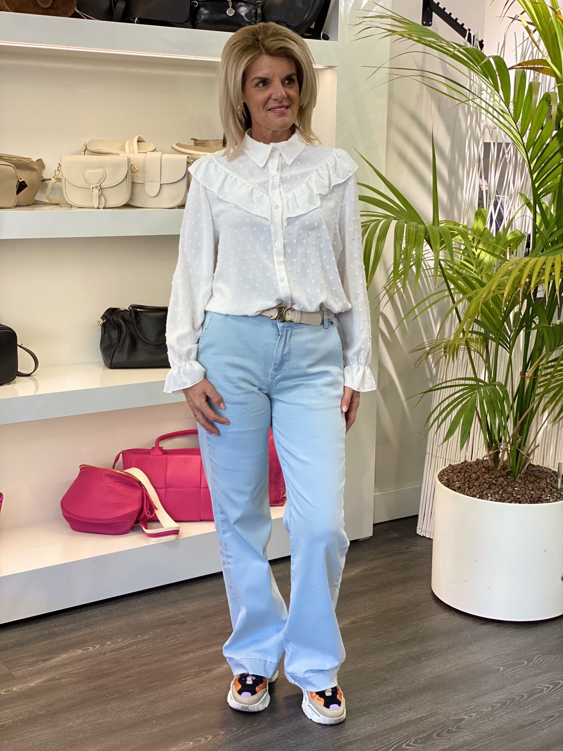 Azzurro Blouse Roezels wit 0079