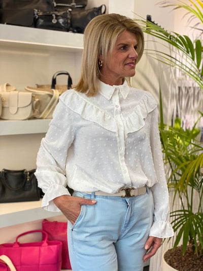 Azzurro Blouse Roezels wit 0079