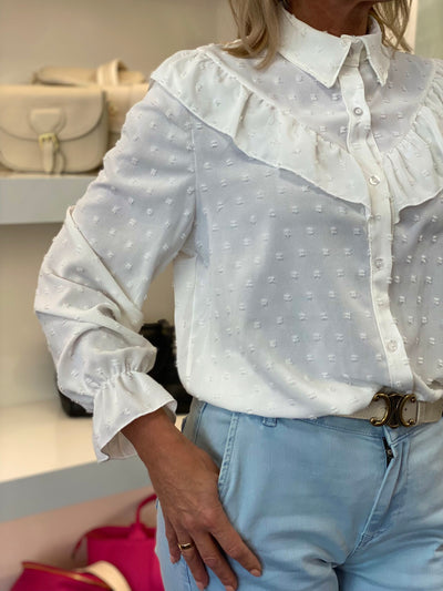 Azzurro Blouse Roezels wit 0079