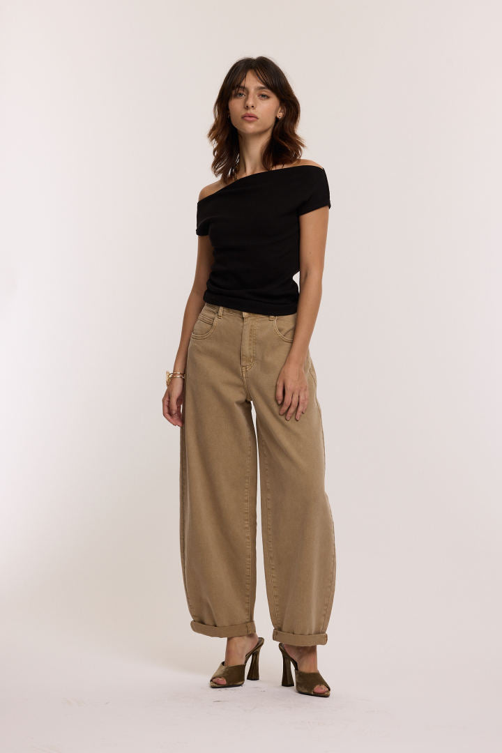 Redial Barrel Jeans Beige 9279-8