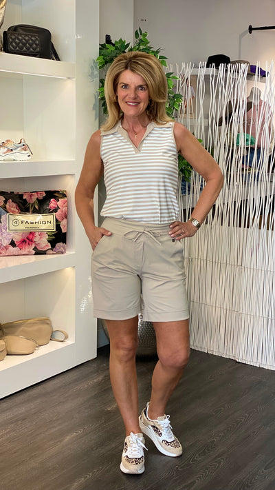 Triple Nine Travelstof Top 6921 beige white