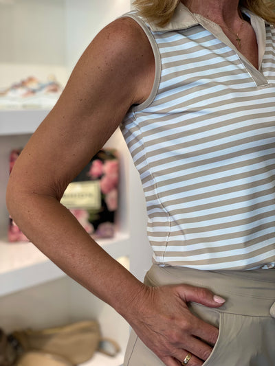 Triple Nine Travelstof Top 6921 beige white