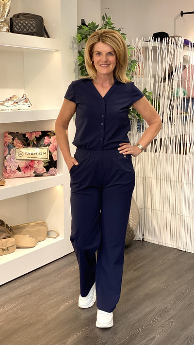 Triple Nine Travelstof Blouse 5907 donkerblauw