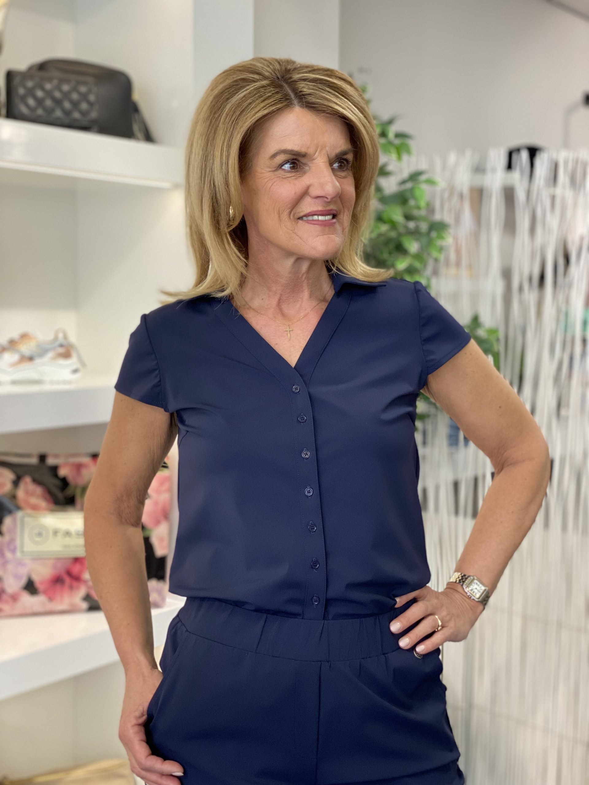 Triple Nine Travelstof Blouse 5907 donkerblauw