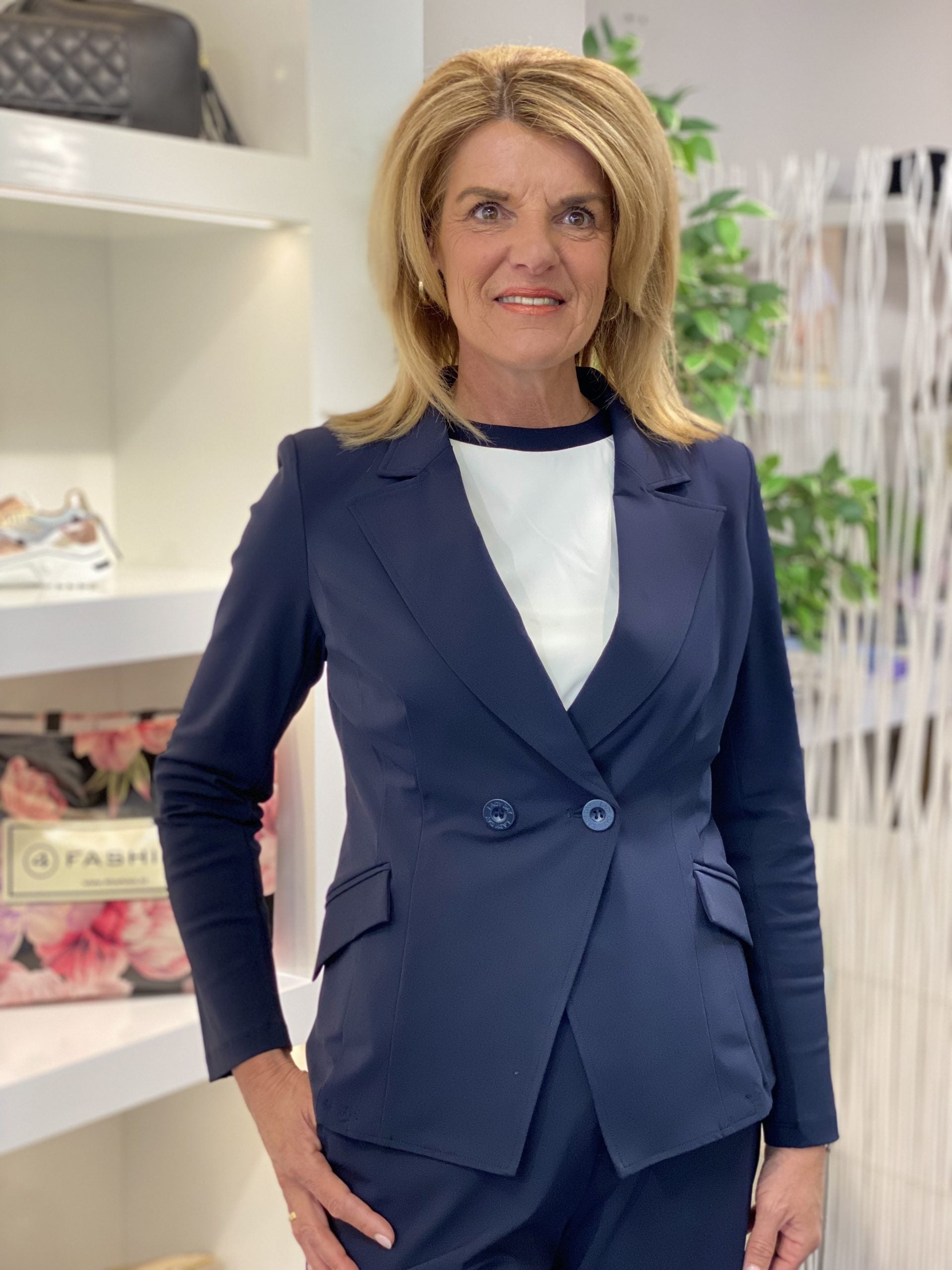 Lady Day Jennifer Halflange Blazer Travelstof donkerblauw