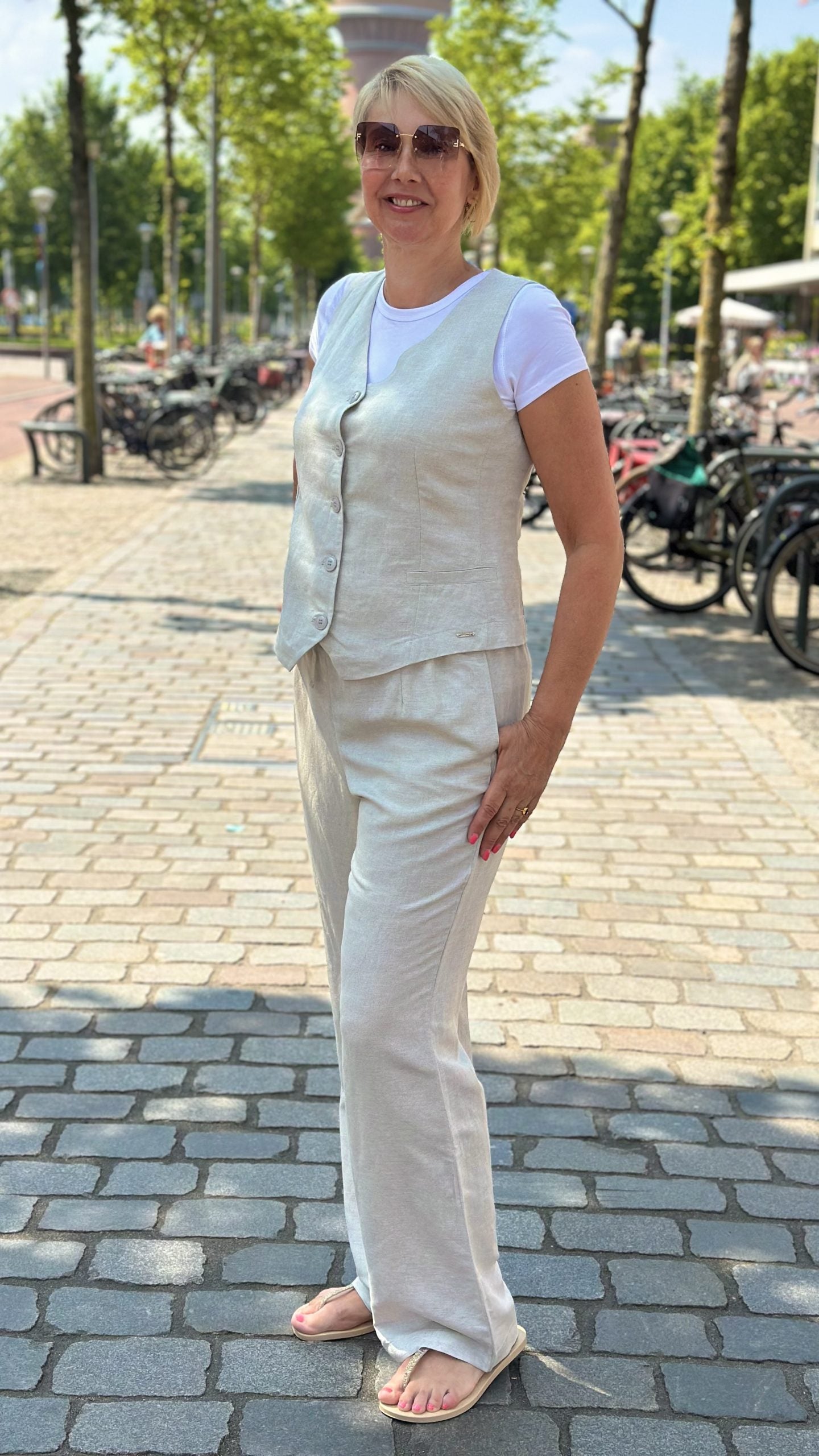 Mi Piace Linnen Broek 2020084 beige