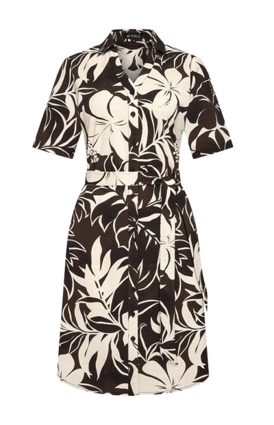 Mi Piace Travelstof Jurk 202807 hibiscus print espresso