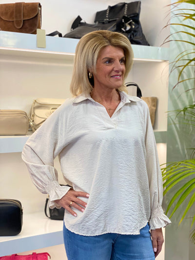 Gricceri Top met Roezelmouwen beige 0248