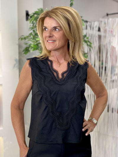 Nukus Maya Top Embroidery zwart