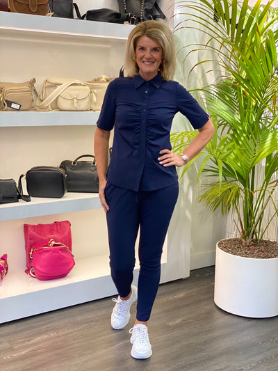 Triple Nine Travelstof Broek Brenda 2101 donkerblauw