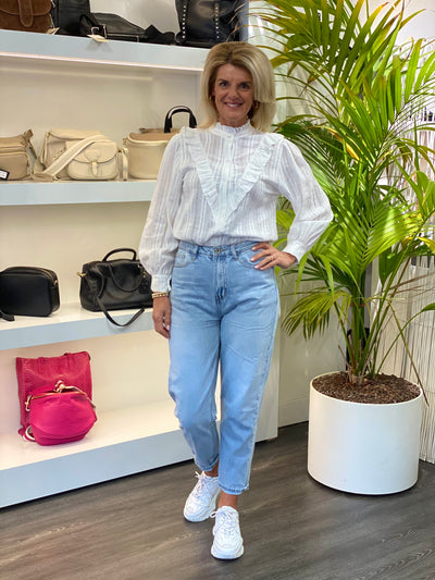 Azzurro Blouse met Roezel offwhite 0279