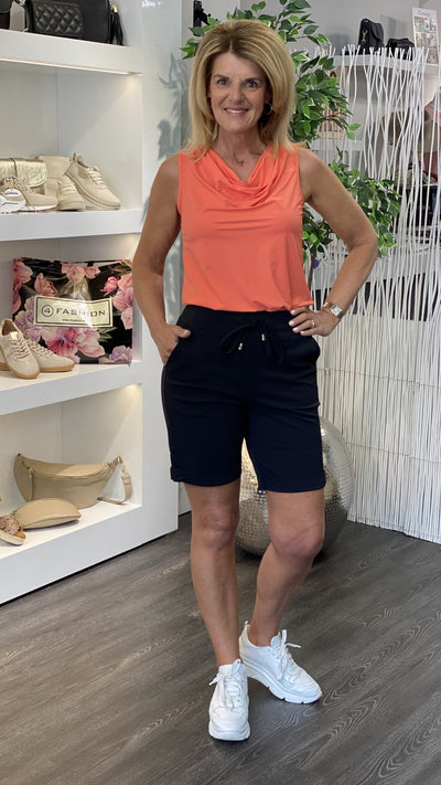 Triple Nine Travelstof Top Watervalhals 6920 coral koraal