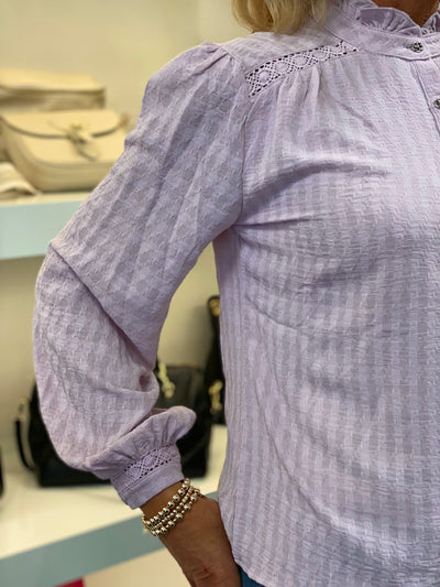 Azzurro Top met Broderie lila 0321