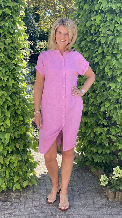 Azzurro Doorknoopjurk 5549 roze